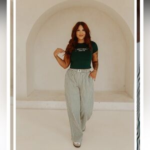 GREEN Bourbon & Belles BOXER Wide Leg Pants Size Large